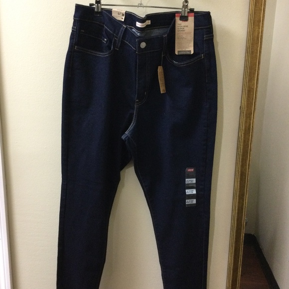 Levi’s 720 High-Rise Super Skinny Dark Jeans Size 33 - Picture 1 of 3